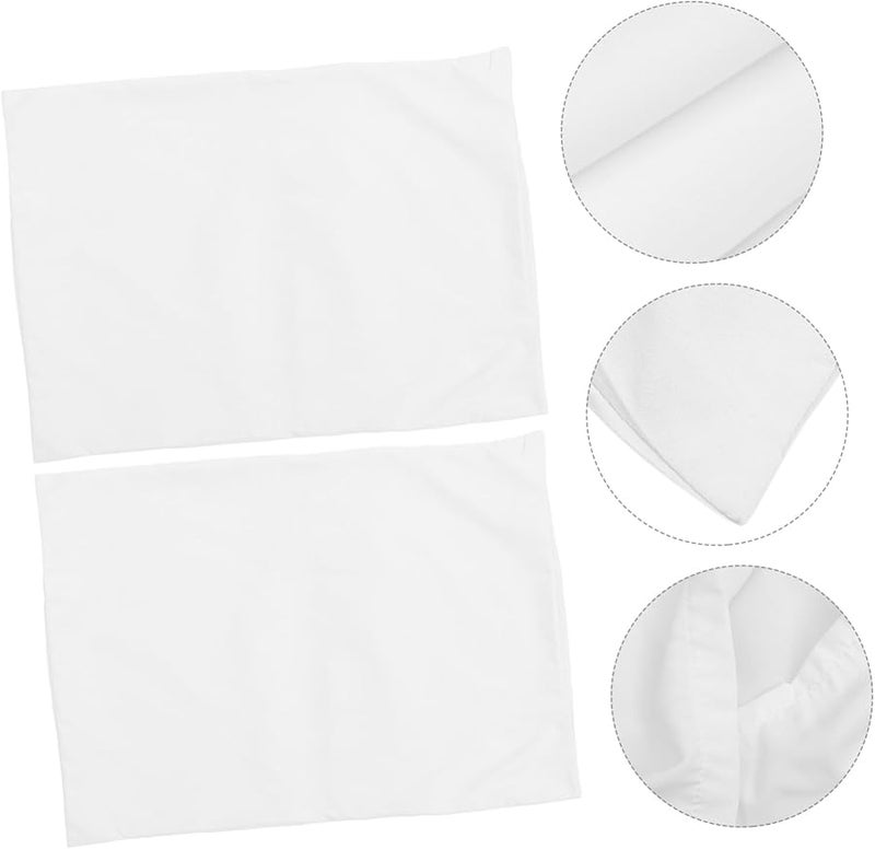 حافظة وسادة سفر بيضاء من الألياف الدقيقة، 2 قطعة، بإغلاق مغلف للأولاد والبنات - Image 3